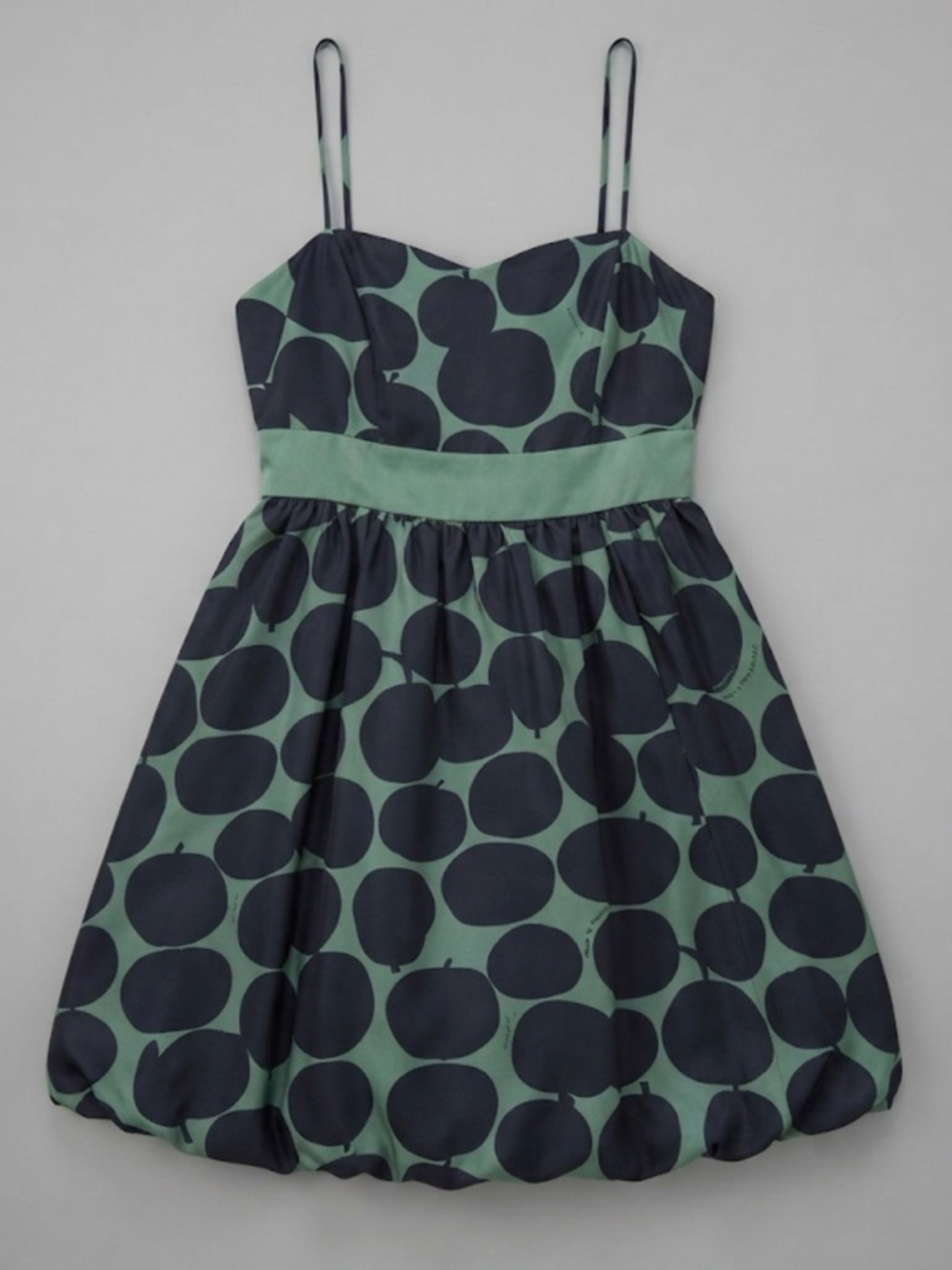JUICY COUTURE 100% SILK Green and Black Polka Dot Apple Spaghetti Strap Dress